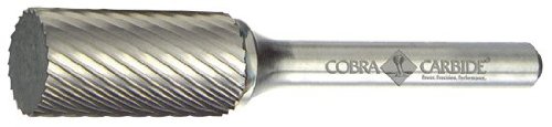 Cobra carboneto 10035 Micro grão sólido rebarba cilíndrica, corte duplo, forma de um diâmetro da cabeça SA-43, 1/8 de