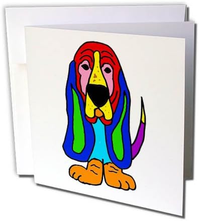 3drose engraçado basset cães cães pop art - cartão de felicitações, 6 por 6 polegadas