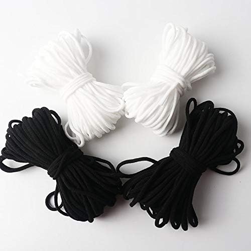 Selcraft de 3 mm de cor preto e branco redonda de faixa de orelha corda de ouvido 10/50/100m máscara de nylon de nylon Acessórios de borracha de borracha macia ajustável artesanato 880