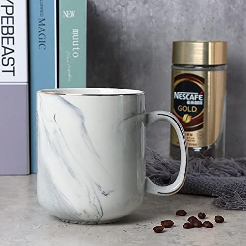 Showfull 20oz grande caneca de café, 600 ml de xícara de chá de cerâmica de mármore com handl para homens de pai, cinza