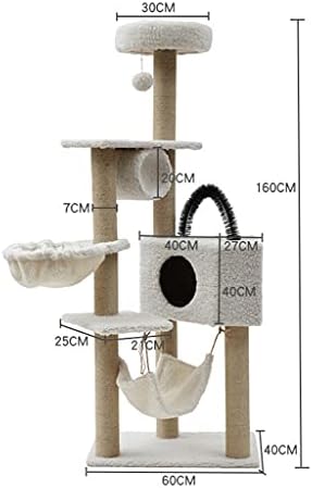 Scdcww Pet Cats Plush Condos Mobiliários de condomínio de gatos de vários níveis com postes de arranhões cobertos