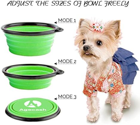 AGECASH Uma tigela de cachorro dobrável para viajar, 6 embalagem de pet tigela portátil de silicone, expansível para alimentação