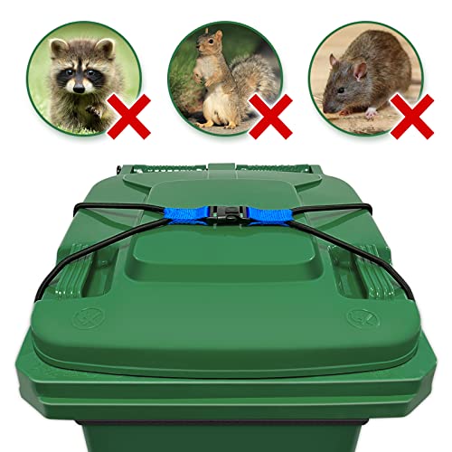 O lixo Pahtto pode trancar, trava de tampa para latas de lixo ao ar livre de 30 a 50 gal, lixo de bungee de serviço pesado pode travar para animais, esquilos, cães, guaxinins