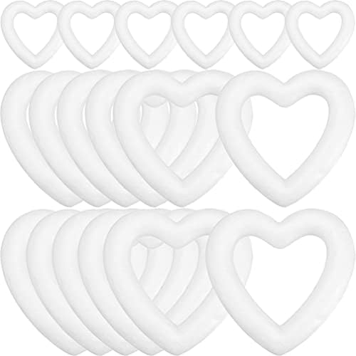 JoJofuny 18pcs espuma corarte de coração forma o coração de forma de poliestireno anéis de espuma artesanal grinaldas para