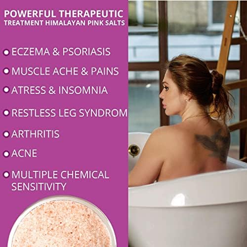 Salto de banho de solução natural 1 libras de bolsa cada, puro pode ser usado para banheira, spa, chuveiro e pés, poderoso para alívio do estresse, hidratar a pele, o corpo - pacote de 6, rosa