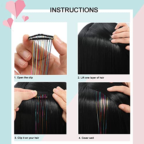 6 peças Clipe em cabelos resistentes ao calor de 23,6 polegadas Cabelo de cabelo Fairy Cabine