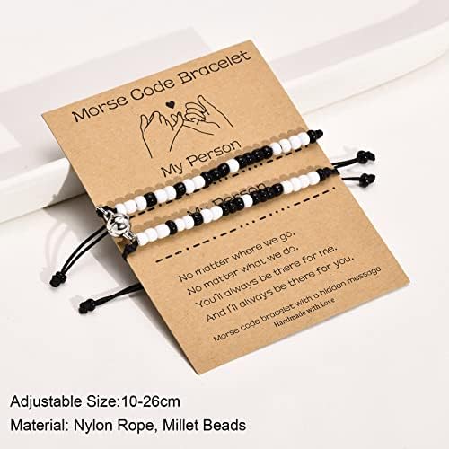 Bracelets de código VNOX Morse para casais - Inspirational Bracelets Gifts for Couples Mom Filha Melhor amigo Bracelets ajustáveis ​​com mensagem secreta
