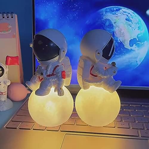 Lâmpada de lua astronauta Night Light for Kids LED Spaceman Desktop Creative Moon Decor Light para quarto da sala de