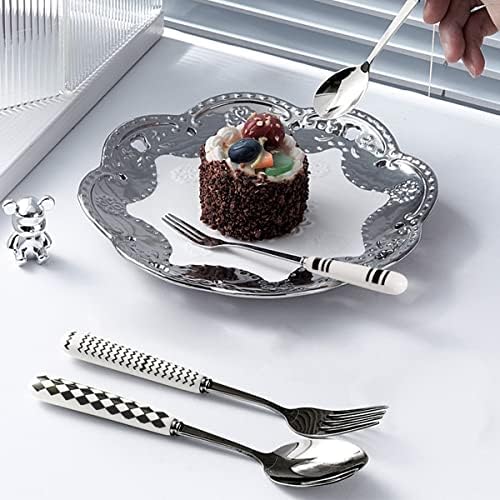 FVSTAR de talheres de talheres de 20 peças Conjunto de talheres, serviço de utensílios de aço inoxidável para 4, inclua faca de faca de talheres de mesa de mesa com alça de cerâmica