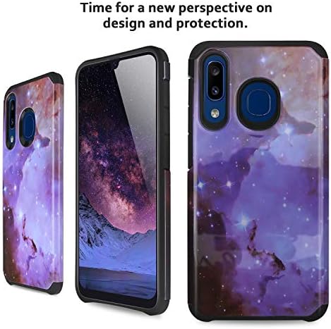 Caixa de telefone TJS Compatível com Samsung Galaxy A50/Galaxy A30/Galaxy A20 2019 [Protetor de tela de vidro temperado] Dual Camada