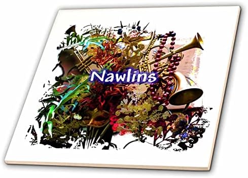 Imagem 3drose de palavra newlins sobre símbolos de pintura de mardi gras - azulejos