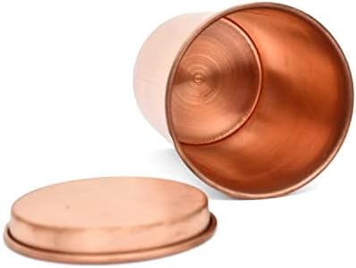 Vidro de plano de cobre puro feito com tampa de cobre, design de copo, capa de service de utensílios de bebida de cobre-300 ml cada