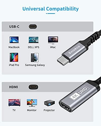 SNIOKCO USB C para HDMI Adaptador, adaptador tipo C para HDMI para Office de Home, compatível com MacBook Pro, MacBook Air, PixelBook, Surface Pro, Pad Pro, Pad Air, XPS, G, Alaxy S10 S1