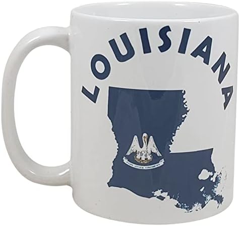 Palm City Products Louisiana State Shape - Caneca de café cerâmica de 11 oz com bandeira do estado da Louisiana | Grande presente
