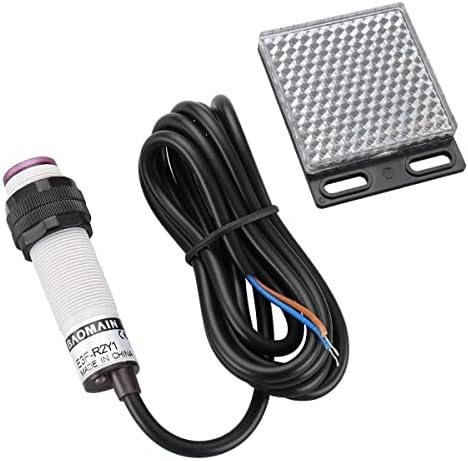 Sensor fotoelétrico Baomain E3F-R2Y1 Sensor óptico de retroreflexão AC 90-250V Sem distância de detecção 2M com painel de