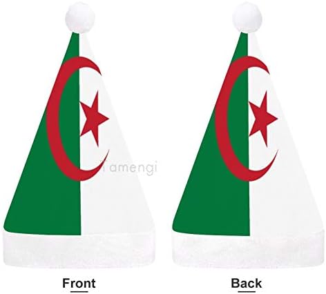 Chapéu de Papai Noel de Natal, bandeira da Argélia chapéu de férias de Natal para adultos, Unisex Comfort Christmas Hats for New Ano Costume Festivo Festas Festas Evento