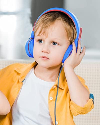 Fones de ouvido Nivava Kids, fones de ouvido com fio K8 para crianças com faixa de cabeça ajustável, macaco de 3,5 mm para a escola,