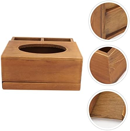 ALIPIS 1PC Caixa de caixa Towel Copo de copo de caneta armazenamento de tecidos de tecido conveniente Cover de madeira