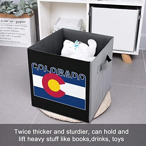 Bandeira do Estado do Colorado Grandes Cubos Bins de armazenamento de lona Caixa de armazenamento de lona Organizadores de armários para prateleiras