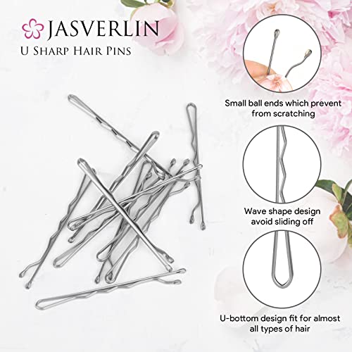 Jasverlin 2 polegadas bobby pinos pretos clipes de cabelo premium acessórios firmes seguros hold bobbie pino de cabelo para