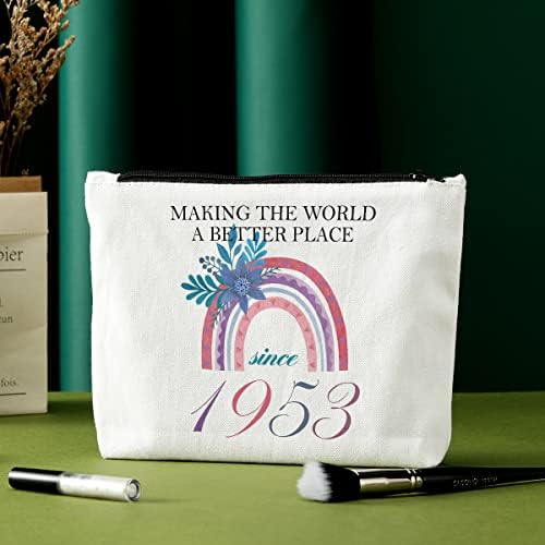 Presentes de 70º aniversário para mulheres Bolsa de maquiagem de 70 anos Decorações de aniversário Presentes para mulheres