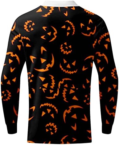 Xxbr halloween camisas de pólo, 1/4 zip Halloween Halloween Graphic Pumpkin Ghost Slave Longa Partem Casual Casual Camista