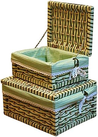 Caixa de cesto de tecido para organizar cestas de armazenamento de macram com forro, caixas decorativas de corda de papel, conjunto de 2