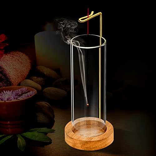 Titular de incenso para paus, design de queimador de incenso de vidro grande design moderno com apanhador de cinzas destacável