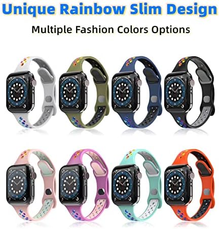 Pacote de 3 pacote de silicone esportes suaves esportes finos magros coloridos arco -íris orgulho compatível com bandas de relógio