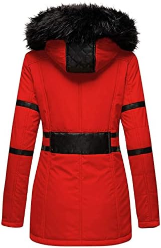 Jaquetas de inverno Zefotim para mulheres, feminina de lazer de moda feminina com manga longa contraste de cor espessada jaqueta