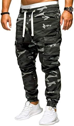 Calça de hip hop punk calças de hip hop calças bonitas de pocketjeans masculina M-4xl calça de camuflagem de moda solta