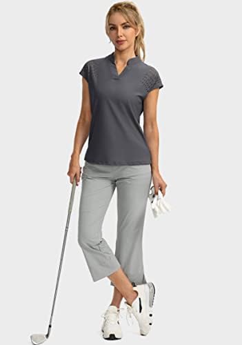 Soothfeel Feminino Camisa de Golfe Feminina Manga de Camas de Polo de pescoço Camisas pólo leves camisas de tênis de treino rápido seco