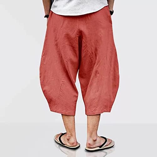 Junge 2023 shorts para homens moda de moda masculina calça de algodão Capri solto Cantura elástica de perna larga de perna larga