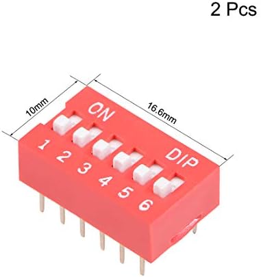 UXCELL 2 PCS Red Dip Switch Horizontal 1-6 Posições 2,54mm Pitch for Circuit Breadboards PCB