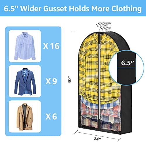 Monomark 6.5 Gussetes sacos de vestuário para armazenamento de roupas penduradas, sacolas de roupas à prova de mariposa