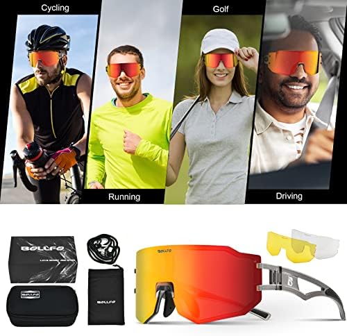 Óculos de sol Bollfo Cycling, UV 400 Eyewear polarizado para homens Mulheres