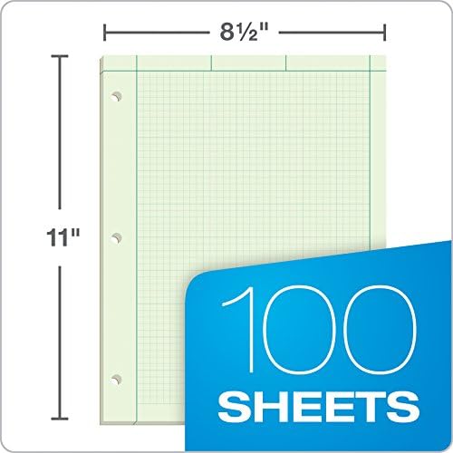 Ampad Evident Engineering Pad, 100 folhas, 5 quadrados por polegada, tom verde, 11 h x 8 1/2 W