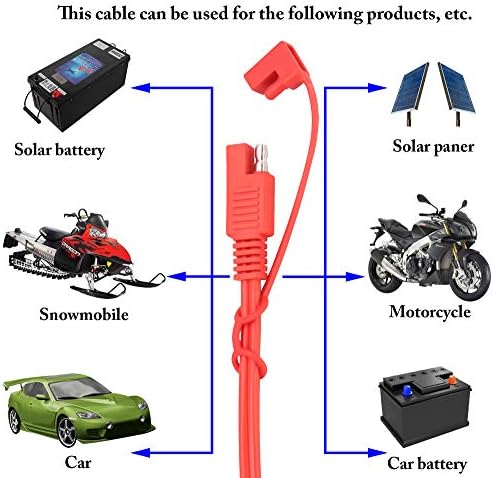 ZDYCGTime SAE Power Automotive Extension Cabo SAE TO SAE Extensão Cabo de extensão 18 Beda de 2 pinos CARRO DE DIREITO PESADO