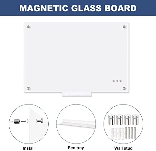 Dollar Boss Glass Whiteboard 24 '' x 18 '' Apatação seca de vidro Placa de parede sem moldura Placa branca de vidro sem moldura para