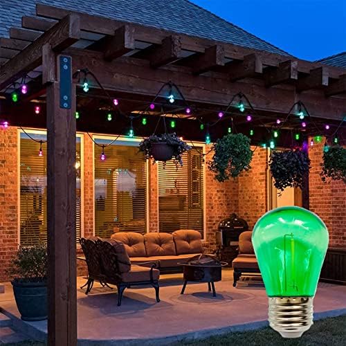 Iluminação lxcom s14 bulbo de substituição de natal verde 1W LED vintage Edison Bulbs E26 Base média decorativa Decorativa Filamento Filamento Luzes de cordas para lâmpadas de pátio ao ar livre, 16 pacote