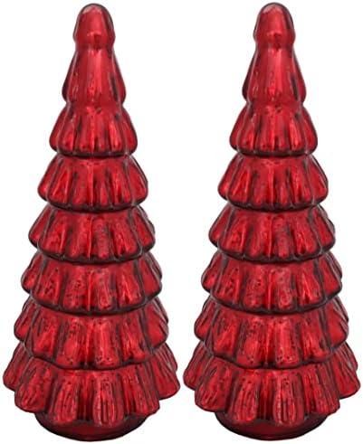 Regulu Christmas Tree Combuttop Conjunto de 2 Floresta 5,5 W x 12 h Mercury Glass Red
