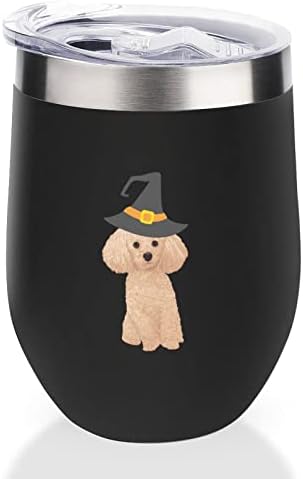 Presente personalizado divertido para os amantes de cães Proprietários isolados Tumbler Feliz Halloween Dog Witch 12 oz Tumbler