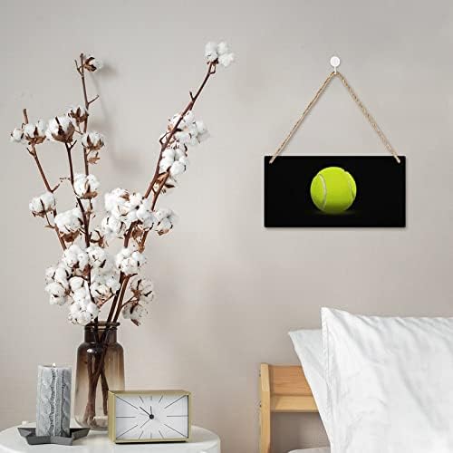 Placa de sinal de madeira pendurada de bola de tênis com cordas Retângulo Placa de madeira Decoração impressa para a Fazenda de porta de casa