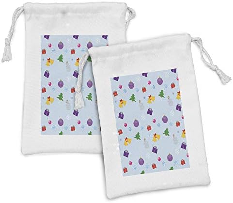Conjunto de bolsas de tecido de Natal lunarable de 2, ornamentos de férias espalhados com flocos de neve e itens de
