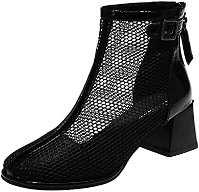 Botas de tornozelo feminino Sapatos confortáveis ​​Booties Hook & Loop Lug Hom