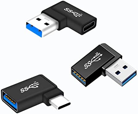 rgzhihuifz ângulo reto USB c para USB Uma transferência de dados de alta velocidade adapta, Thunderbolt 3 para o adaptador