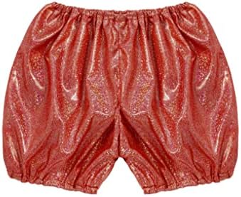 Hansber Kids meninos meninos Sparkle Dance Shorts Shiny Metallic Hot Pants Bottoms Dança Costume Red 3-4