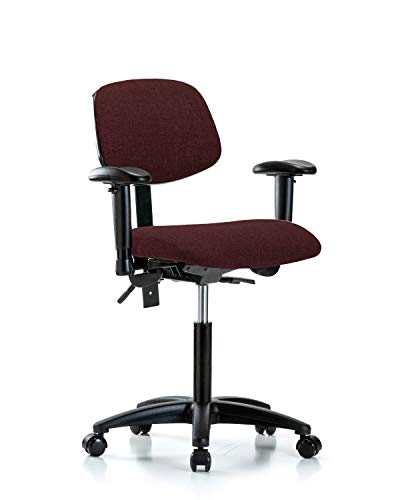 Labtech Seating LT42508 Cadeira de bancada média, tecido, base de nylon - inclinação, braços, rodízios, preto