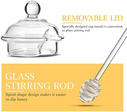 Hemoton Terrarium Glass Honey Jar vidro Jarra de mel 2 conjuntos de mel jarra com dipper e tampa de vidro de vidro benfeitor de mel