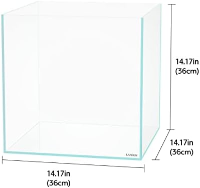 Landen 36c 11,5 galões de cubo sem aro tanque de aquário de baixo ferro, w14.2 × d14.2 × h14.2 em 5 mm de espessura com